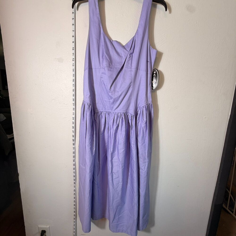 Scoop Lavender Fit & Flare Knee Dress Square Neck Bow Smocked Poplin M (8-10)